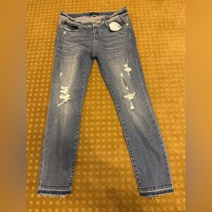 Judy Blue Light Blue Distressed Straight Leg Jeans